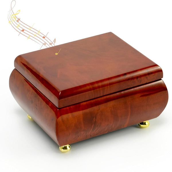 MusicBoxAttic Wooden Music Jewelry Box - Mahogany Vintage Organizer with Custom Melody