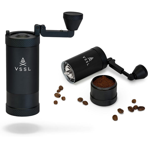 VSSL Java Coffee Grinder - Manual Stainless Steel Burr Grinder, Adjustable Grinding for Various Coffee Methods