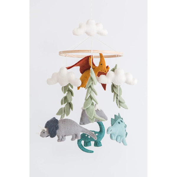 Dino Mobile - Dinosaur Themed Crib Mobile with Stegosaurus, Brachiosaurus, Triceratops, and More