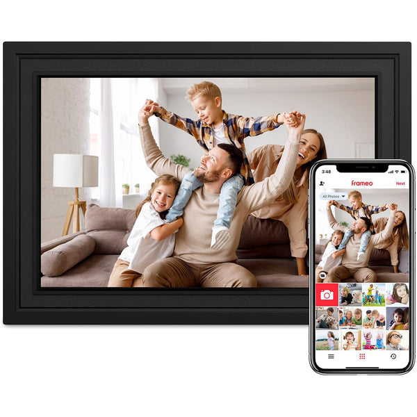 FRAMEO 10.1" WiFi Digital Photo Frame - HD Touch Screen, 16GB Memory, Share via App, Black