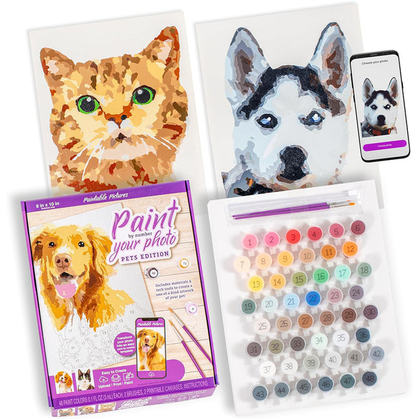 Paintable Pictures - Pets Edition Paint Your Photo by Number Kit - Customizable Kit