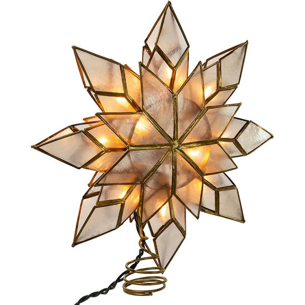 Kurt Adler 8.5-Inch Capiz Star Tree Topper with 10 Clear Lights and 1 Spare Bulb