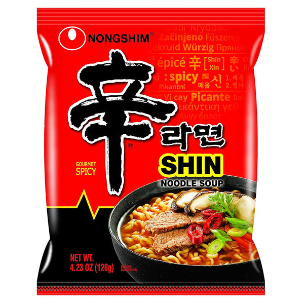 Nongshim Gourmet Spicy Shin Instant Ramen Noodle - 20 Pack, Premium Microwaveable Soup Mix with Chunky Vegetables